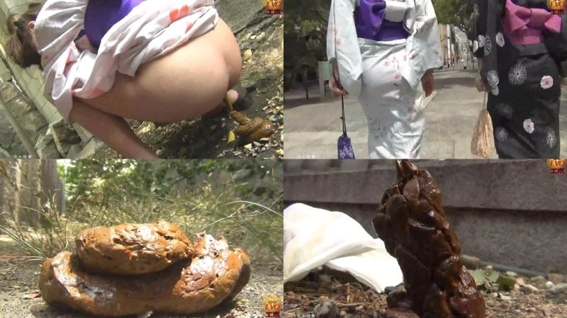 yukata Girls pooping on western toilet. Bowlcam view. BFEO-02 [FullHD|2022]